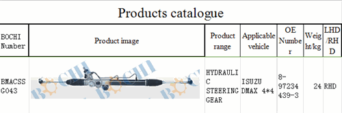 steering gear for ISUZU DMAX 4*4