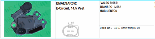 VALEO 593551 Used On：04-07 BMW Mini,02-06