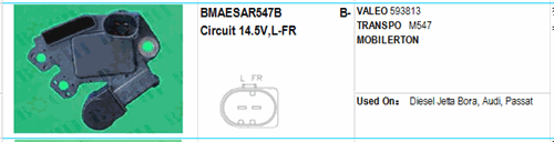 VALEO 593813 Used On： Diesel Jetta Bora, Audi,