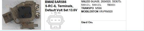 VALEO 04JA08, 2604920, 593675，599121，599123， YH0601